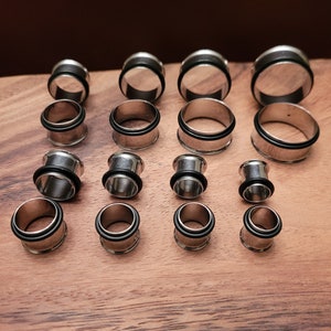 8 paires 00 g 7/16 1/2 9/16 5/8 3/4 7/8 1 pouce Tunnels en acier évasé simple Kit d'étirement des oreilles Bouchons Jauges en métal argenté léger 00 g-1 pouce