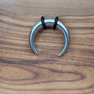Silver Steel Septum Pincher Ring Stretching Gauging Taper Horseshoe Gauges 00g 0g 1g 2g 4g 6g 8g 10g 12g 14g 7g nose stretched jewelry image 3