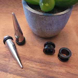 Pair Steel Tapers and Black Screw Tunnels Ear Stretching Kit gauges 00g 7/16 1/2 9/16 5/8 surgical 10mm 11mm 12mm 14mm 16mm men women gift