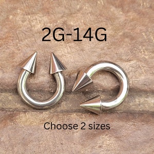 Set Spike Cone Horseshoe Circular Barbell Ear Septum Stretching Kit Silver Surgical Steel 2g 4g 6g 8g 10g 12g 14g piercing metal gauge nose