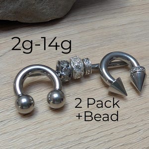 Horseshoe Spike Cone Ball Barbell 316L Surgical Steel Internally Threaded 2g 4g 6g 8g 10g 12g 14g 16g septum stretching piercing big gauge