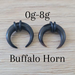 Buffalo Horn Pair Pinchers Tapers Horseshoe Spiral Hangers Ear Gauges Plugs 0g 2g 4g 6g 8g black stretched jewelry organic piercing earrings
