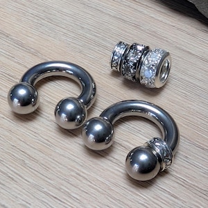 Pair Internally Threaded Horseshoes Circular Barbell Surgical Steel 0g 2g 4g 6g 8g 10g 12g 14g large gauges conch helix jewelry ear hangers
