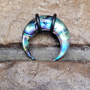 Abalone Shell Pincher Horseshoe Septum Ring Taper Gauge 00g 0g 2g 4g 6g 8g men women gift purple blue big chunky pretty cute single jewelry