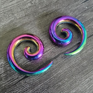 Paar Regenbogen Edelstahl Ohr Super Spiralen Tapers Gauges 0g 2g 4g 6g 8g 10g 12g 0 2 4 6 8 10 12 Gauge Ohrringe Hänger Plugs Metall