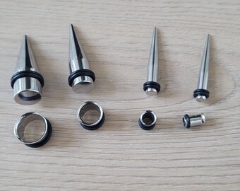 Zaya Body Jewelry 7/16" (11mm) White Steel Tapers And Plugs Kit - Surgical Steel Ear Stretching Kit - View #4