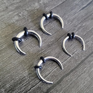 Septum Stretching Kit Silver Set of 4 Surgical Steel Pinchers Tapers Horseshoes Gauges 00g 0g 1g 2g 4g 6g 8g 10g 12g 14g hoops jewelry men