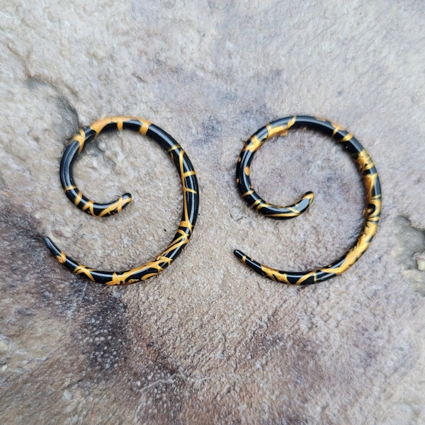 Pair Black Gold 14g 12g 10g 8g 6g Acrylic Spirals Pinchers Ear Plugs Tapers Horseshoes Gauges 1.6mm 2mm 2.6mm 3mm 4mm earrings