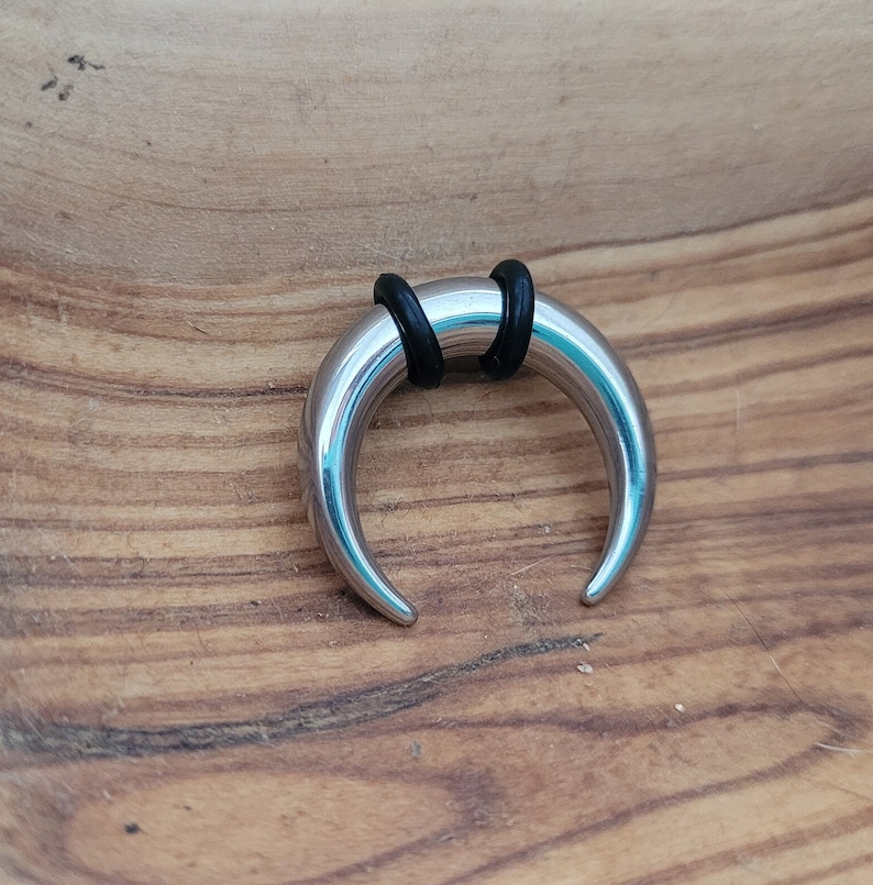 Silver Steel Septum Pincher Ring Stretching Gauging Taper Horseshoe Gauges 00g 0g 1g 2g 4g 6g 8g 10g 12g 14g 7g nose stretched jewelry image 4