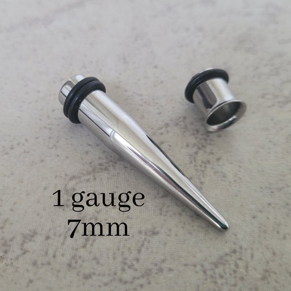 Single 7mm 1g Steel Taper and Tunnel Ear Septum Stretching Kit Gauges Gauging Plugs 1 gauge set earrings piercing surgical in between