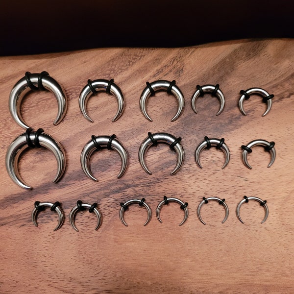 8 Pairs Steel Pinchers 0g-14g Pinchers Horseshoes Talons Tapers Crescents septum gauges 0g 2g 4g 6g 8g 10g 12g 14g stretching kit