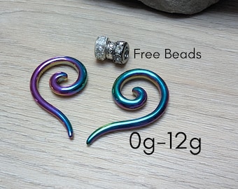 Pair Rainbow Steel 0g 2g 4g 6g 8g 10g 12g Ear Plugs Tunnels Tapers Pinchers Horseshoes Gauges Hangers Super Spirals men women metal earrings