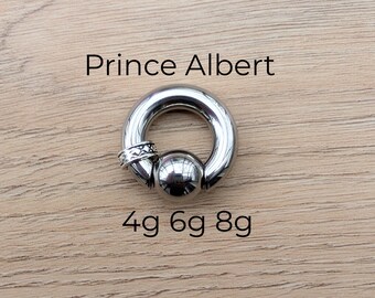 Prince Albert Ring Silver CBR 4g 6g 8g – Spring Loaded Captive Bead Ring 12mm 16mm 1/2" 5/8" Surgical Steel PA Jewelry 5mm 4mm 3mm