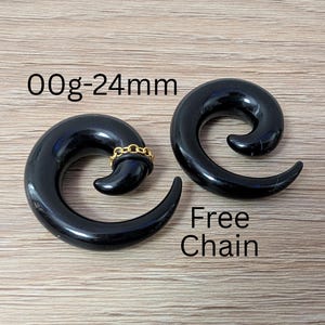 Ein Paar schwarze Ohr Plugs Spiralen Tapers Hufeisen 24 mm 22 mm 20 mm 18 mm 16 mm 14 mm 12 mm riesige große Hänger Lehren 00g 1/2 9/16 5/8 3/4 7/8 Ohrringe