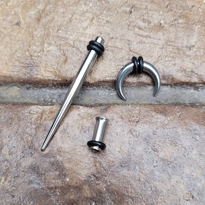 Steel Septum Stretching Kit Pincher Taper Tunnel Plug Horseshoe Nose Gauges Gauging 00g 0g 1g 2g 4g 6g 8g 10g 12g 14g stretching jewelry set