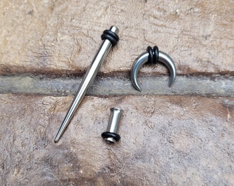Steel Septum Stretching Kit Pincher Taper Tunnel Plug Horseshoe Nose Gauges Gauging 00g 0g 1g 2g 4g 6g 8g 10g 12g 14g stretching jewelry set