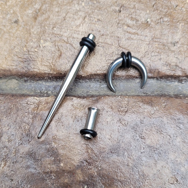 Steel Septum Stretching Kit Pincher Taper Tunnel Plug Horseshoe Nose Gauges Gauging 00g 0g 1g 2g 4g 6g 8g 10g 12g 14g stretching jewelry