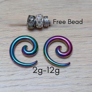 Pair Rainbow Stainless Steel Ear Super Spirals Tapers Gauges 0g 2g 4g 6g 8g 10g 12g 0 2 4 6 8 10 12 gauge earrings hangers plugs metal