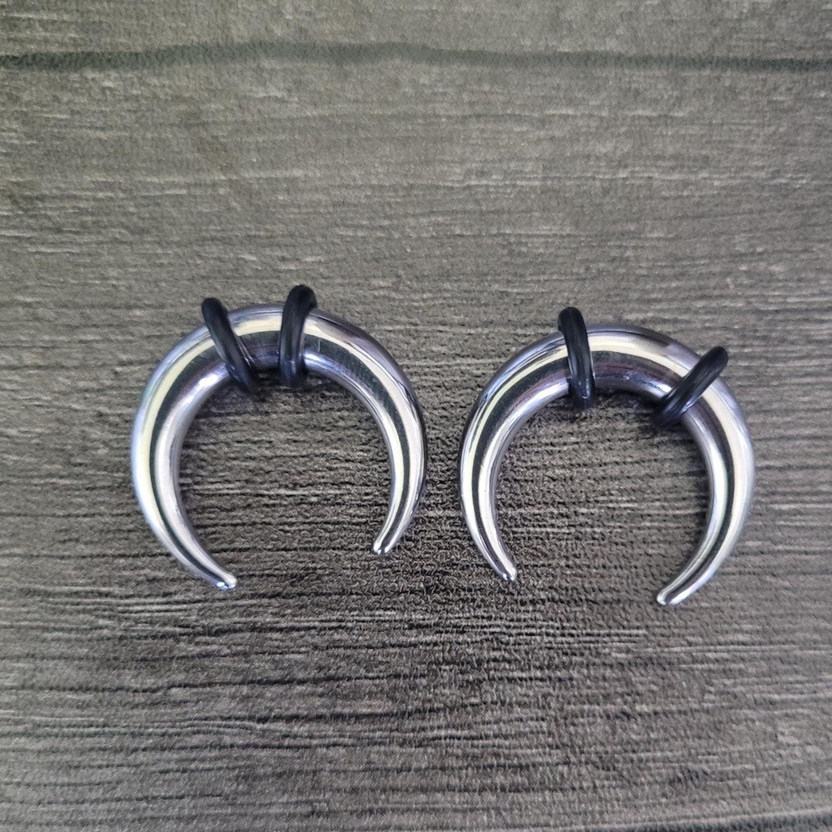 8 Pairs Steel Pinchers 0g-14g Horseshoe Tapers Crescents Septum Gauges