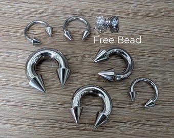 2g-14g Stretched Septum Ring Spike Cone Horseshoe Barbell Stretched Surgical Steel 0g 2g 4g 6g 8g 10g 12g 14g piercing nose big gauge men
