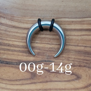 Silver Steel Septum Pincher Ring Stretching Gauging Taper Horseshoe Gauges 00g 0g 1g 2g 4g 6g 8g 10g 12g 14g 7g nose stretched jewelry image 1