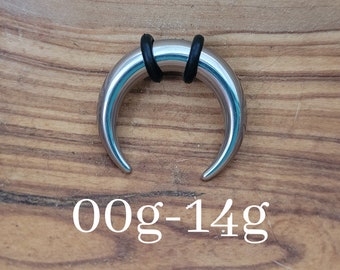 Silver Steel Septum Pincher Ring Stretching Gauging Taper Horseshoe Gauges 00g 0g 1g 2g 4g 6g 8g 10g 12g 14g 7g nose stretched jewelry