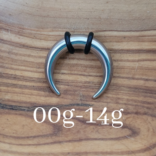 Silver Steel Septum Pincher Ring Stretching Gauging Taper Horseshoe Gauges 00g 0g 1g 2g 4g 6g 8g 10g 12g 14g 7g nose stretched jewelry