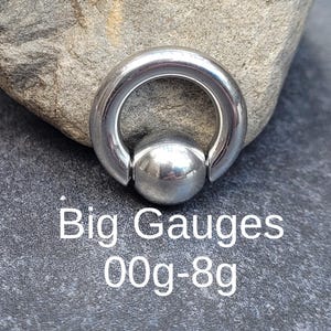 Prata 316L Aço Cirúrgico Mola Carregada Anel de Contas Cativas Septo Plugue de Orelha Ferraduras Medidores 00g 0g 2g 4g 6g 8g Nariz Grande Esticado Pesado CBR