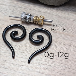 Par de alargadores de aço preto 0g 2g 4g 6g 8g 10g 12g, incluindo alargadores de orelha, túneis, alargadores cônicos, pinças, ferraduras, extensores, ganchos e espirais, para homens e mulheres. Brincos de metal.