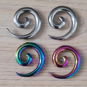 2 Paar Edelstahl Regenbogen Ohr Spiralen Tapers Gauges Hänger 0g 2g 4g 6g 8g 10g 12g Ohrringe 0 2 4 6 8 10 12 Gauge Silber Stecker Männer groß