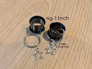 Dilatatori Per Orecchio In Acrilico Nero - Da 8 Mm A 30 Mm - 1 Paio In Confezione Regalo