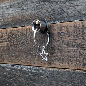 Pair Steel Tapers and Tunnels Ear Stretching Kit Gauges Gauging Plugs 1g 9mm 7/16 1/2 9/16 5/8 in between 2g 0g 00g half size star charm image 3
