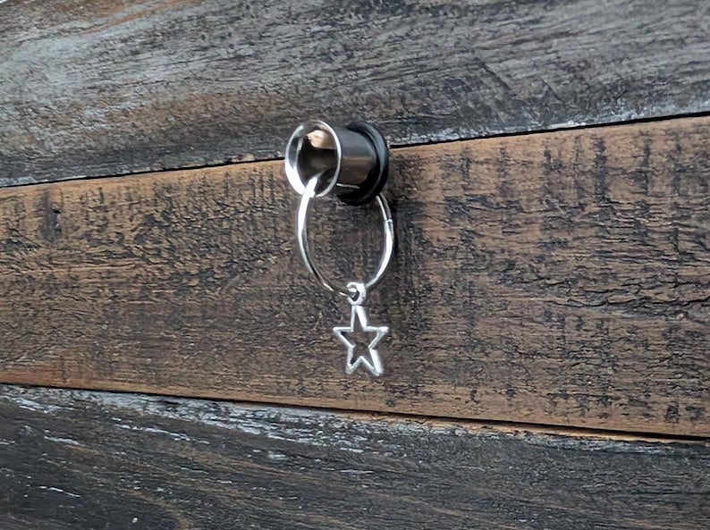 Pair Steel Tapers and Tunnels Ear Stretching Kit Gauges Gauging Plugs 1g 9mm 7/16 1/2 9/16 5/8 in between 2g 0g 00g half size star charm image 3