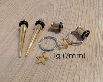 KUBOOZ(1 Pair Simple Golden Gold-foil Ear Plugs Tunnels Gauges Stretcher Piercings 9/16" : Buy Online At Best Price In KSA - Souq Is Now