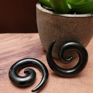 Pair Black Steel Spirals for Ears Anodized Hangers Weights Tapers Gauges 00g 0g 2g 4g 6g 8g 10g 12g earrings piercing stretching jewelry men