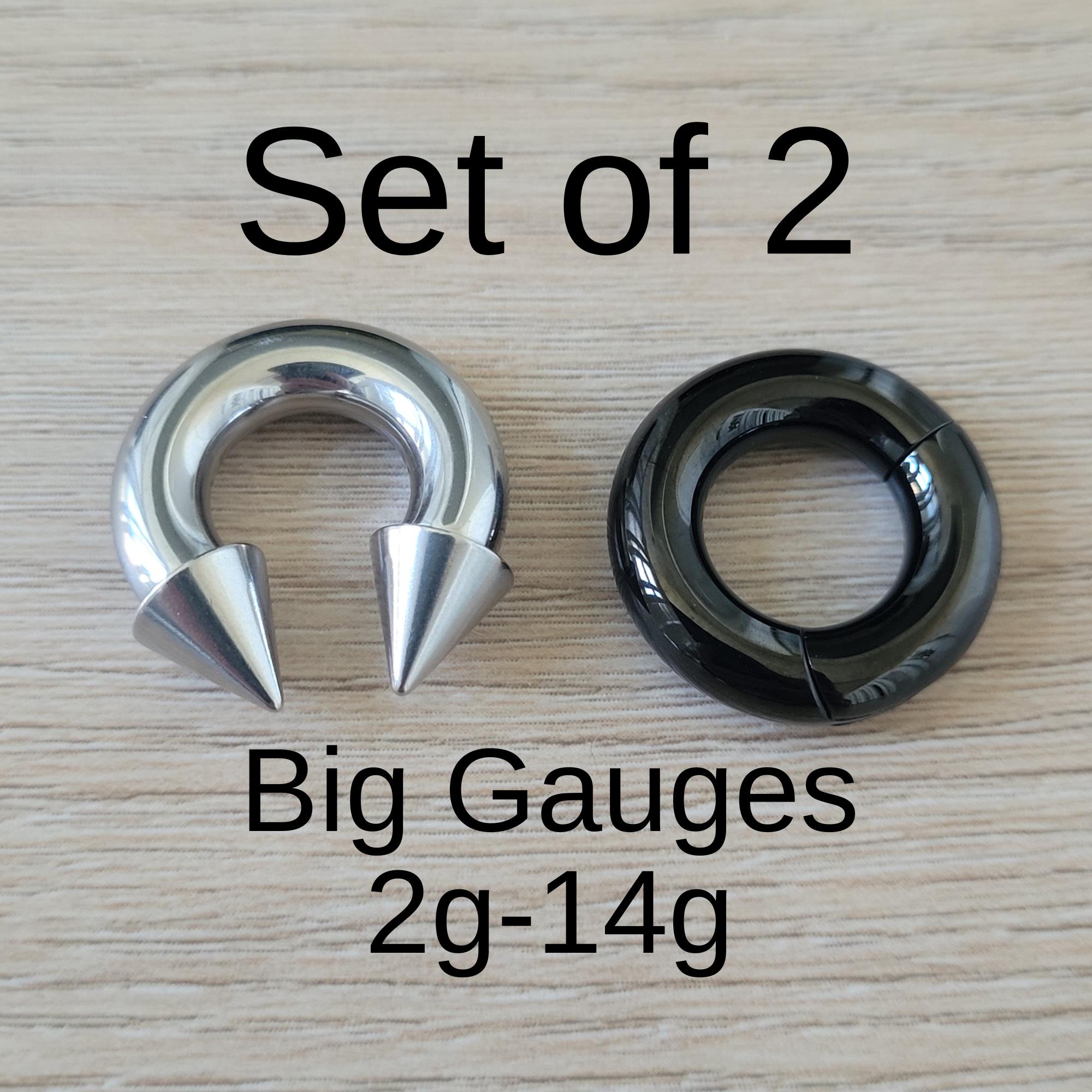 Septum Rings Silver Black Clicker Ring Horseshoe Spike Cone Surgical ...