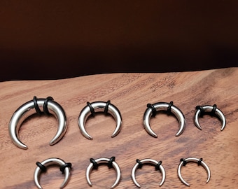 6 Steel Pinchers 0g 2g 4g 6g 8g 10g Horseshoes Talons Tapers Crescents septum gauges stretching kit