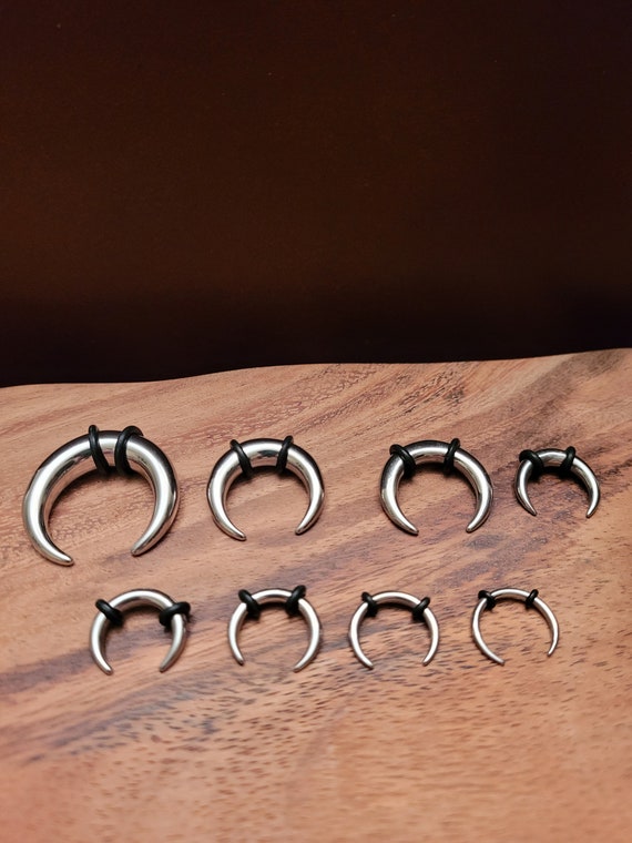 6 Steel Pinchers 0g 2g 4g 6g 8g 10g Horseshoes Talons Tapers Crescents septum gauges stretching kit