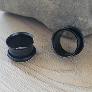 Pair Black Steel Single Flare Tunnels Gauges Ear Stretching 8g 6g 4g 2g 0g 00g 1/2 9/16 5/8 3/4 7/8 1 Inch 1g 7mm plugs metal earring taping