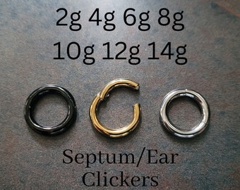 2g 4g 6g 8g Hinged Clicker Segment Ring Hoop Earring Ear Black Gold Silver Steel Big Large Gauge Septum Stretching Kit Piercing 10g 12g 14g