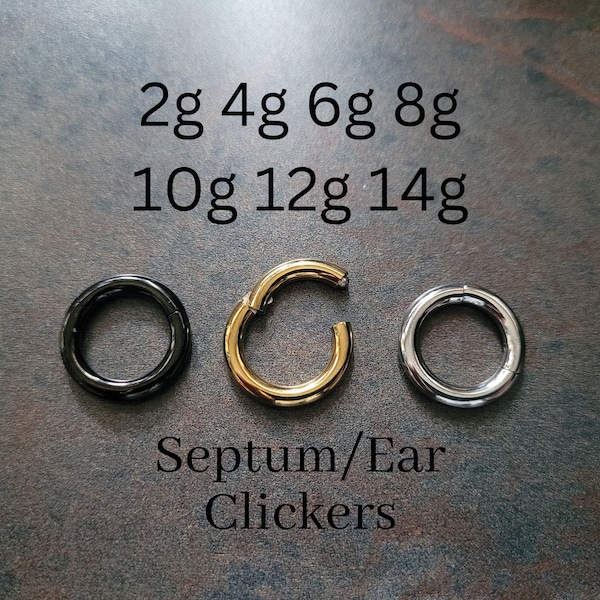 2g 4g 6g 8g Hinged Clicker Segment Ring Hoop Earring Ear Black Gold Silver Steel Big Large Gauge Septum Stretching Kit Piercing 10g 12g 14g