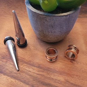 Pair Surgical Steel Tapers and Gold Screw Tunnels Ear Stretching Kit gauges 00g 7/16 1/2 9/16 5/8 inch men women plug set anodized 10mm 11mm