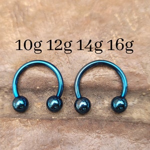 CHOOSE 2 Blue Titanium Steel Pinchers Ear Plugs Horseshoes Gauges Septum Stretching Ring 10g 12g 14g 16g Circular Barbell big jewelry aqua