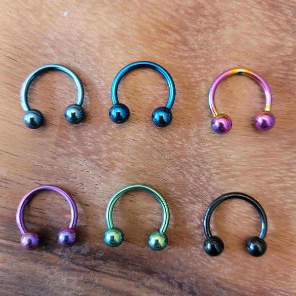 Single Titanium Steel Pincher Ear Plugs Tapers Horseshoe Gauges Septum 0g 2g 4g 6g 8g 10g 12g 14g 16g Circular Barbells pink blue jewelry