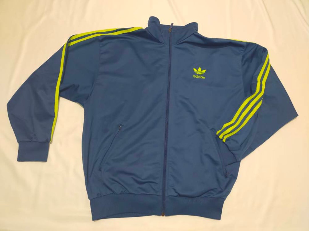 Vintage 90s Adidas Track Jacket Blue Yellow Fluo D5 F174 Etsy