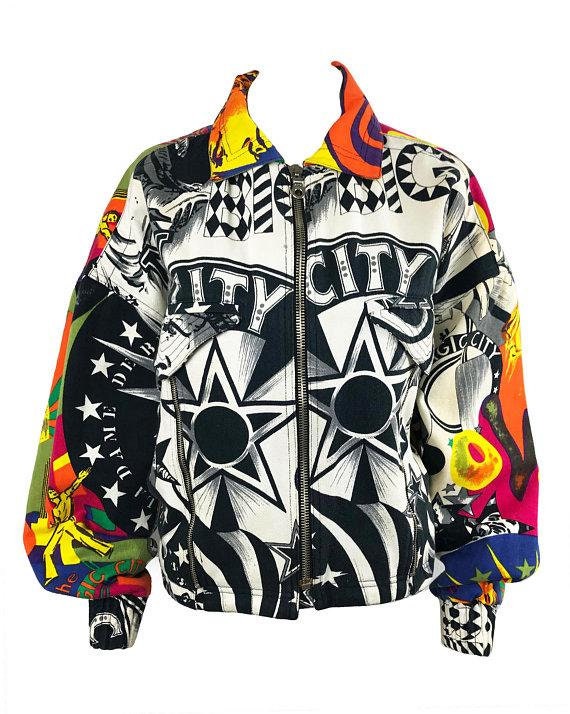 Afskrække hver for sig Vred Vintage 90s Versace Jacket Bomber Cropped VJC NYC Chris Rock - Etsy