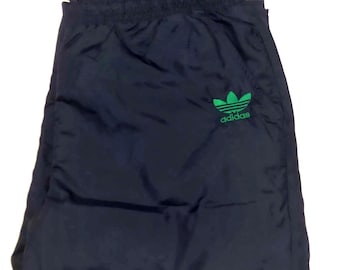 Vintage Adidas Pants Men's 2XL Y2K 2000s Blue Nylon Track Zip Hem