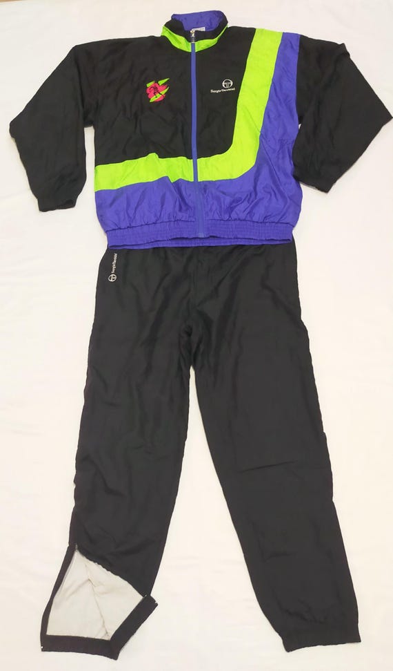 Chándal vintage Sergio Tacchini de los años 90, negro, talla 52 XL, tenis  Italia