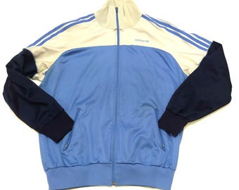 Vintage 80s Adidas Full Zip Track Jacket Blue - Etsy