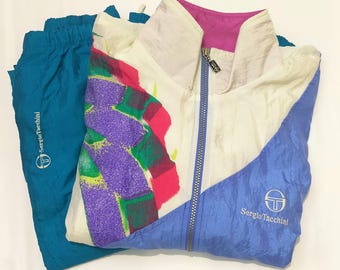 Vintage 90s Sergio Tacchini Track Suit Green 48 Medium Italy